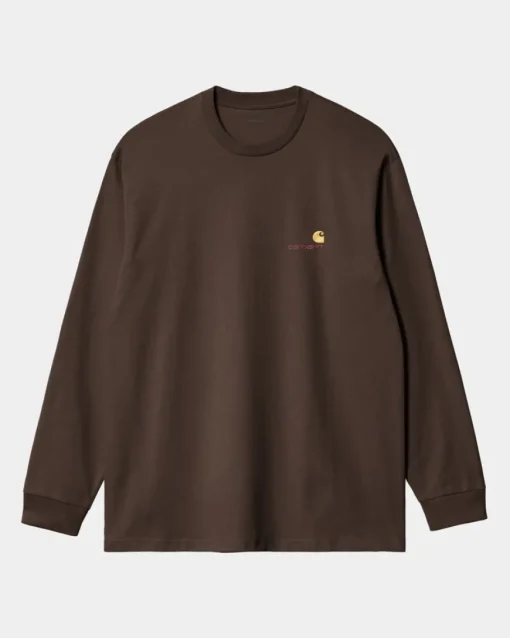Shop American Script Langaermet T-Shirt | Tobak Mænd T-Shirts Og Poloer