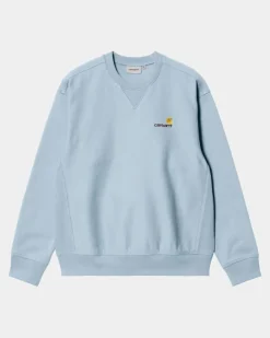 Clearance American Script Sweatshirt | Frostet Bla Mænd Sveder