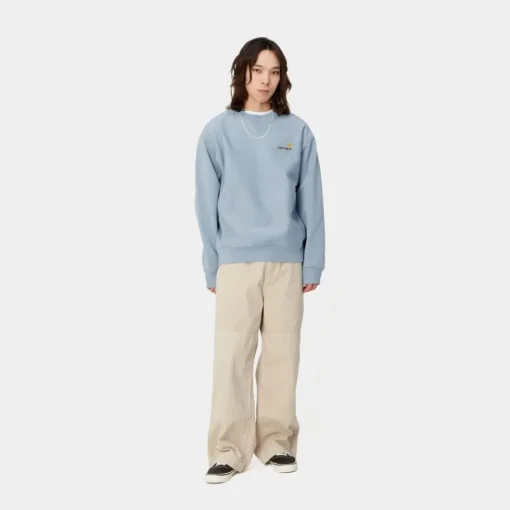 Clearance American Script Sweatshirt | Frostet Bla Mænd Sveder