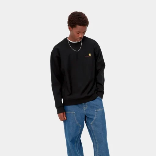Discount American Script Sweatshirt | Sort Mænd Sveder