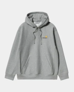 Outlet American Script Sweatshirt Med Haette | Gra Lyng Mænd Sveder