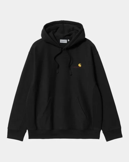 Outlet American Script Sweatshirt Med Haette | Sort Mænd Sveder