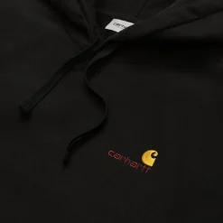 Outlet American Script Sweatshirt Med Haette | Sort Mænd Sveder