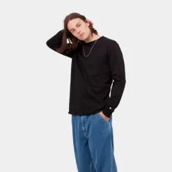 Clearance Base Langaermet T-Shirt | Sort Mænd T-Shirts Og Poloer