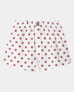 Hot Bomuld Boxer | Hvidt Hjerte Print Mænd Undertøj