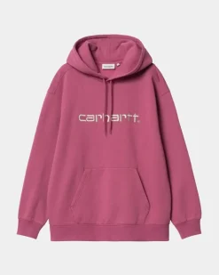 Fashion Carhartt Sweatshirt Med Haette Til Kvinder | Magenta / Tonic Kvinder Sweaters & Sweatere