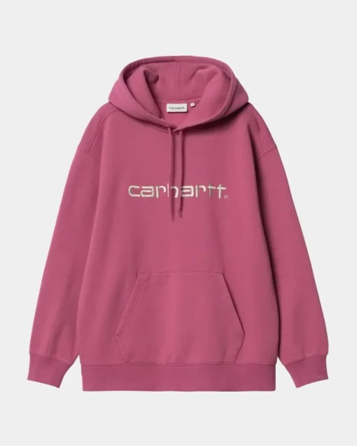 Fashion Carhartt Sweatshirt Med Haette Til Kvinder | Magenta / Tonic Kvinder Sweaters & Sweatere