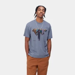 Store Diagram Script T-Shirt | Bay Blue Mænd T-Shirts Og Poloer