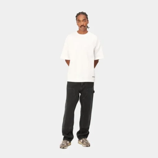 Store Dobbelt Knaebukser - Denim | Sort (Stenvasket) Mænd Denim