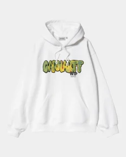 Store Drip Sweatshirt Med Haette | Hvid Mænd Sveder