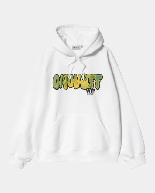 Store Drip Sweatshirt Med Haette | Hvid Mænd Sveder