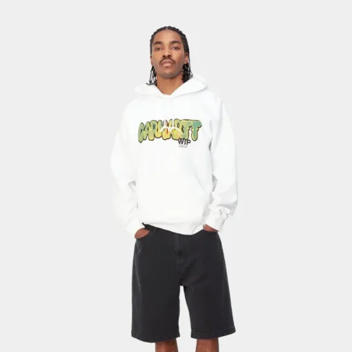 Store Drip Sweatshirt Med Haette | Hvid Mænd Sveder