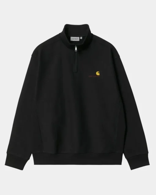 Discount Half Zip American Script Sweatshirt | Sort Mænd Sveder