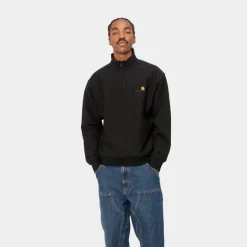 Discount Half Zip American Script Sweatshirt | Sort Mænd Sveder