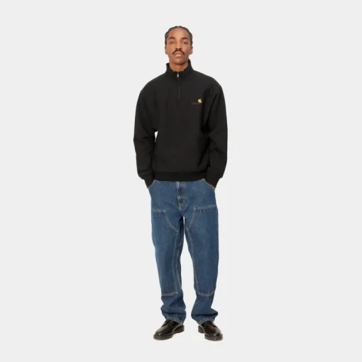 Discount Half Zip American Script Sweatshirt | Sort Mænd Sveder