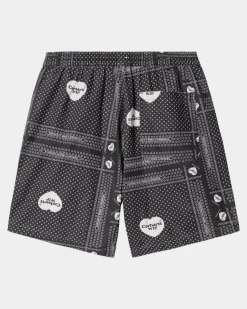 Cheap Heart Bandana Print Kort |Sort Mænd Shorts & Trunks