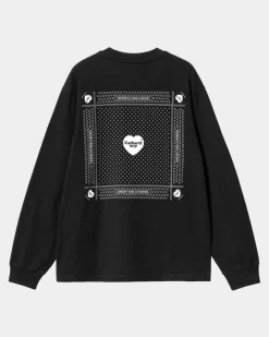 Online Langaermet T-Shirt Med Hjertebandana Til Kvinder | Sort Kvinder T-Shirts