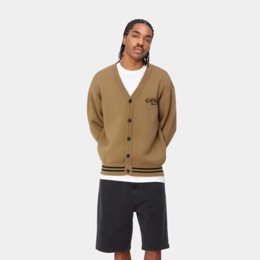 Clearance Onyx Cardigan | Hamilton Brun / Sort Mænd Trøjer