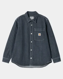 New Orlean Stripe Skjortejakke | Bla/Hvid (Stenvasket) Mænd Jakker & Veste