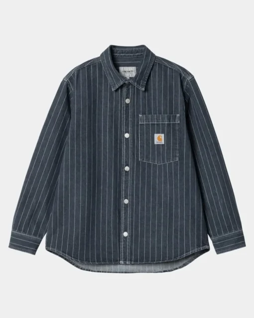 New Orlean Stripe Skjortejakke | Bla/Hvid (Stenvasket) Mænd Jakker & Veste