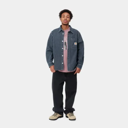 New Orlean Stripe Skjortejakke | Bla/Hvid (Stenvasket) Mænd Jakker & Veste
