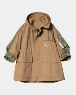 Outlet Sacai X And X Nylon Twill Frakke | Beige / Khaki Kvinder Jakker