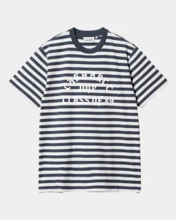 Outlet Scotty Stripe Atletisk T-Shirt | Bla / Sonic Solv Mænd T-Shirts Og Poloer