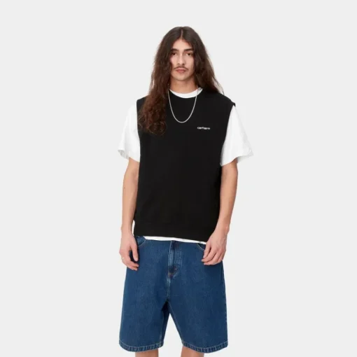 Best Sale Script Vest Sweatshirt | Sort Mænd Sveder