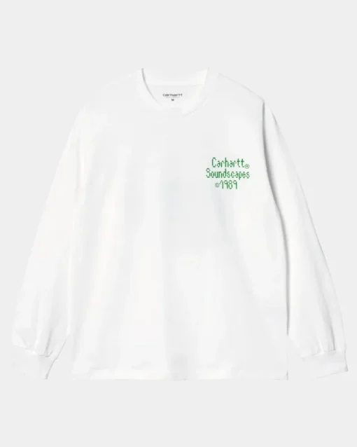 Hot Soundface Langaermet T-Shirt | Hvid Mænd T-Shirts Og Poloer