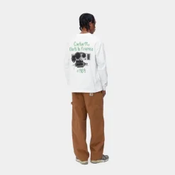 Hot Soundface Langaermet T-Shirt | Hvid Mænd T-Shirts Og Poloer