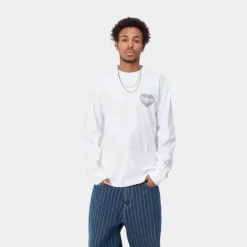 Best Sale Spree Langaermet T-Shirt | Hvid Mænd T-Shirts Og Poloer