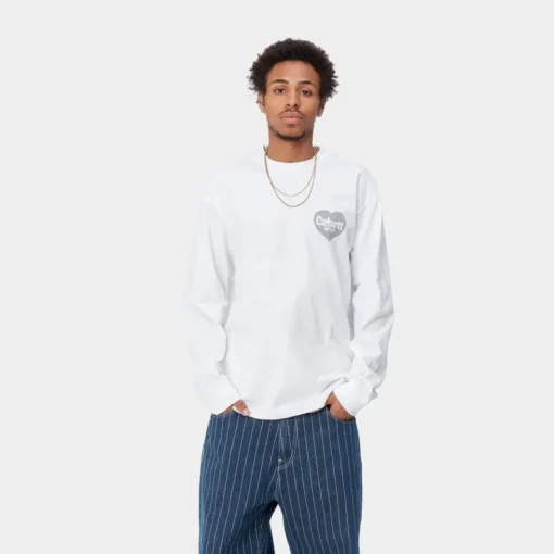 Best Sale Spree Langaermet T-Shirt | Hvid Mænd T-Shirts Og Poloer