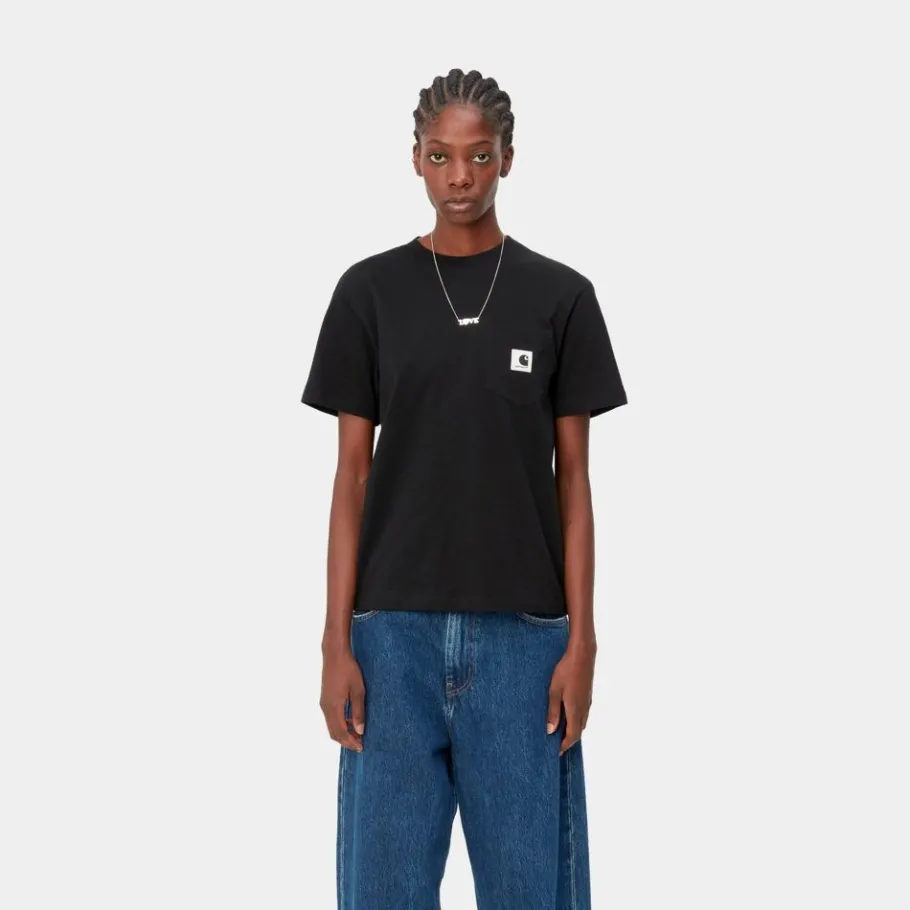 Online T-Shirt Med Lommer Til Kvinder | Sort Kvinder T-Shirts