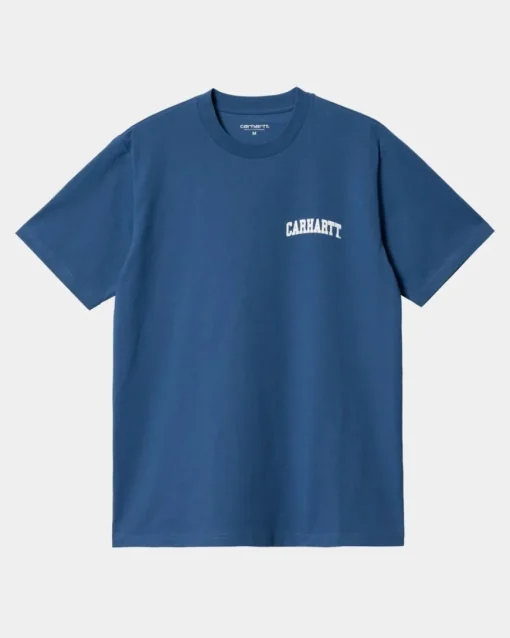 Cheap University Script T-Shirt | Aeldre / Hvid Mænd T-Shirts Og Poloer