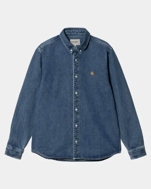 Shop Weldon Skjorte | Bla (Heavy Stone Vask) Mænd Denim