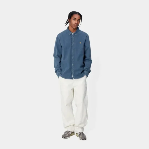 Shop Weldon Skjorte | Bla (Heavy Stone Vask) Mænd Denim